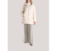 Buccino Plumífero de mujer de largo midi, con acolchado en espiga. Blanco hielo 46