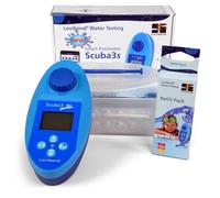 Buceo - Comprobador electrónico de piscina 3S + paquete de relleno, transmisión de datos NFC, conexión de aplicación, indicador de señal luminosa, mide 11 parámetros de agua, incluye 60 pastillas