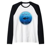 Buceo de tiburones subacuático con tiburones Camiseta Manga Raglan