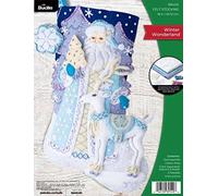 Bucilla Felt Applique 18" Stocking Making Kit, Winter Wonderland, Perfect for DIY Arts and Crafts, 89540E