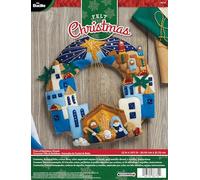 Bucilla Felt Applique Wreath Town of Bethlehem-Kit de Apliques de Fieltro para Corona, Multicolor, 29.84x22.86x4.57 cm