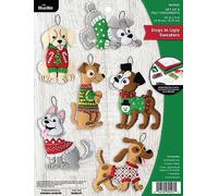 Bucilla Felt Ornaments Applique Kit Set Of 6-Dogs In Ugly Sweaters