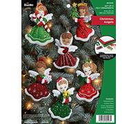 Bucilla Felt Ornaments - Juego de apliques de 6 ángeles de Navidad