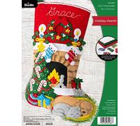Bucilla Felt Stocking Applique Kit 18" Long-Holiday Hearth -89486E