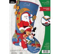 Bucilla Felt Stocking Applique Kit 18" Long-Moonlight Santa 89599E