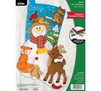 Bucilla Felt Stocking Applique Kit 18" Long-Snowman's Woodland Friends 89623E