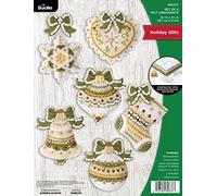 Bucilla, Holiday Glitz, Felt Applique 6 Piece Ornament Making Kit, Perfect for DIY Arts and Crafts, 89637E