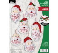 Bucilla, Holiday Greetings, kit de 6 piezas de apliques de fieltro, perfecto para proyectos de arte y manualidades, 89663E