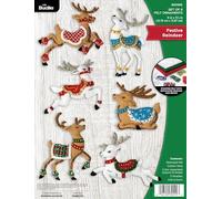 Bucilla Juego de 6 apliques de fieltro, para Navidad, para manualidades, manualidades y manualidades, 89299E