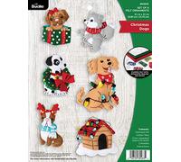 Bucilla Kit de Adornos de Fieltro con Apliques de Navidad, Juego de 6, Algodón, Rojo, Verde, Blanco