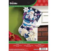 Bucilla Kit de apliques de fieltro de calcetín de Navidad de 18 pulgadas, Papá Noel ártico, rojo, blanco, verde, amarillo