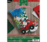 Bucilla Kit de calcetín de Fieltro con Apliques de Navidad, The Christmas Drive, 18 Pulgadas, 86663, Algodón, Multicolor