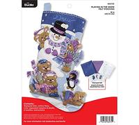 Bucilla Kit de calcetines de fieltro, algodón, jugando en la nieve, talla única