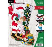 Bucilla Kit de calcetines de fieltro para Navidad, algodón, abrazos de Navidad, talla única