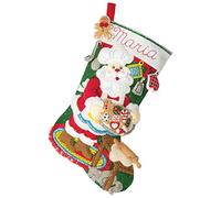 Bucilla Kit de fabricación de medias de fieltro de Papá Noel de 45,7 cm, suministros perfectos para manualidades y manualidades de punto de aguja, 89312E