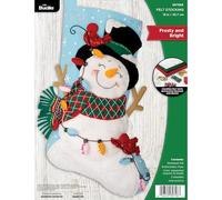 Bucilla Kit para hacer calcetines de fieltro de 18 pulgadas, escarchado y brillante, perfecto para manualidades y manualidades