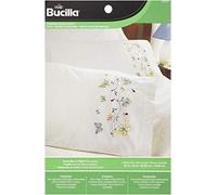 Bucilla Par de Fundas de Almohada Bordadas Estampadas, 20 x 30 Pulgadas, 45076 Mariposas en Vuelo