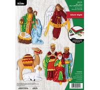 Bucilla, Silent Night 89572E - Juego de 6 adornos de fieltro, perfecto para manualidades y manualidades, 89572E, 1