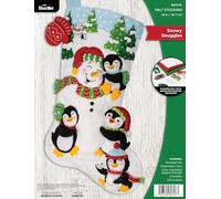 Bucilla, Snowy Snuggles, Felt Applique 18" Stocking Making Kit, Perfect for Holiday DIY Arts and Crafts, 89707E