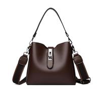 Bucket Bag - Bolso de cuero vintage de moda - Bolso de hombro vintage bandolera con monedero para señorita y mujer, café, Fare riferimento alla descrizione