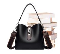 Bucket Bag, Women Hobo Cowhide Buckets Bags, 9.06x3.94x7.87 Inch Fashion Leather Tote Wallets & Adjustable Straps, Shoulder Handbags for Ladies, Casual Outings, and Shopping Trips, Negro , Fare