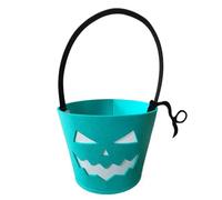 Bucket de Halloween, Glow in The Dark Basket, Fluorescent Felt Tote con 9,45 x 6,3 x 6,3 pulgadas, tamaño Spooky Treat Bag Container for Chocolates, Snacks, Goodies Collection, Party Favor Setup