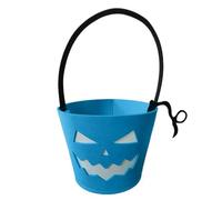 Bucket de Halloween, Glow in The Dark Basket, Fluorescent Felt Tote con 9,45 x 6,3 x 6,3 pulgadas, tamaño Spooky Treat Bag Container for Chocolates, Snacks, Goodies Collection, Party Favor Setup