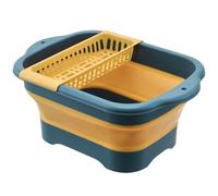 Bucket for Cleaning, Portable Foldable Dish Pan with Drain Plug, Smart Water Disposal Feature, Household Cleaning Tools for Kitchen, Bowl, Laundry, Fishing, Vegetable, Bathroom, Camping, 28x20x18cm