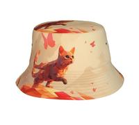 Bucket Hat Gato Persiguiendo Mariposa Impermeable Sombrero De Sol Unisex Gorros De Verano para Viaje Surf Hombre