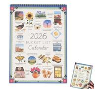 Bucket List Calendar 2026,calendario Bucket List 2026, Inspirational 12-Month Wall Calendar,Spiral Wall Calendar for Mindful Living, Goal Setting & Unique Gift for Friends & Family (#a)