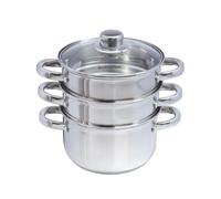 Buckingham - Olla vaporera de Tres Pisos con Tapa de Cristal (18 cm)