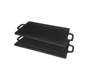 Buckingham Plancha Reversible de Hierro Fundido presazonado, Parrilla Negra de Doble Cara, sin Grasa, Cocina más Saludable, Apta para Todas Las cocinas, incluida la inducción, 51 cm