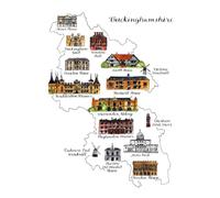 Buckinghamshire, United Kingdom Journal, Notebook, 200 Pages A5+ lined pages.: Featuring Hand-drawn illustrated map cover with famous landmarks