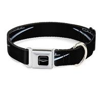 Buckle-Down 11 - 17 "CHAT-1955-57 Chevrolet V Emblem, Collar de Perro a Todo Color, Negro/Plata, tamaño Mediano