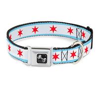 Buckle Down 11 - 17 "Chicago Bandera Collar de Perro Hueso, tamaño Mediano
