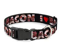 Buckle-Down 11 - 17 "I corazón Bacon Negro plástico Clip Collar, Mediano