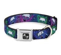 Buckle-Down 11-17" Laser Eye Cats In Space Dog Collar Bone, Medium