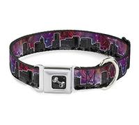 Buckle-Down 11-17" Portland Vivid Skyline Cosmic Roses Collar de Perro, tamaño Mediano