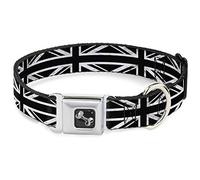 Buckle-Down 11-17" Union Jack Envejecido Negro/Blanco Collar de Perro, tamaño Mediano