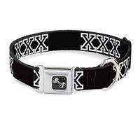 Buckle-Down 11-17" XXX Negro/Blanco Perro Collar Hueso, Mediano