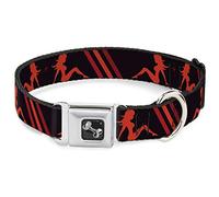 Buckle-Down 13 - 18 "Barro Solapa niñas con Rayas Negro/Rojo/Naranja Perro Collar Hueso, Ancho pequeño