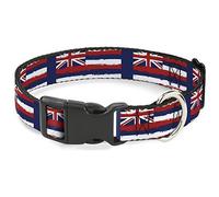 Buckle-Down 13 - 18 "Hawaii Banderas Azul climatizado/Rojo/Blanco plástico Clip Collar, Ancho pequeño