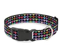 Buckle-Down 13 - 18 "Mini Corazones Negro/Multicolor Clip de plástico Collar, Ancho pequeño