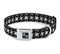 Buckle-Down 13 - 18 "Pinwheel Plumes Blanco/Negro Perro Collar Hueso, Ancho pequeño