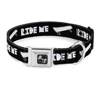 Buckle-Down 13 - 18 "Ride Me monopatín Negro/Blanco Perro Collar Hueso, Ancho pequeño