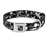 Buckle-Down 13 - 18 "Splatter Negro/Blanco Perro Collar Hueso, Ancho pequeño