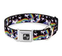 Buckle-Down 13 - 18 "Unicorns/Rainbow Swirl Negro Perro Collar Hueso, Ancho pequeño