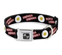 Buckle-Down 15 - 26 "Bacon y Huevos Negro Collar de Perro Hueso, Large