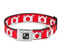 Buckle-Down 15-26" cámara Rojo/Blanco Perro Collar Hueso, Grande