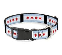 Buckle Down 15 - 26 "Chicago Banderas/Clip de plástico Negro Cuello, Grande